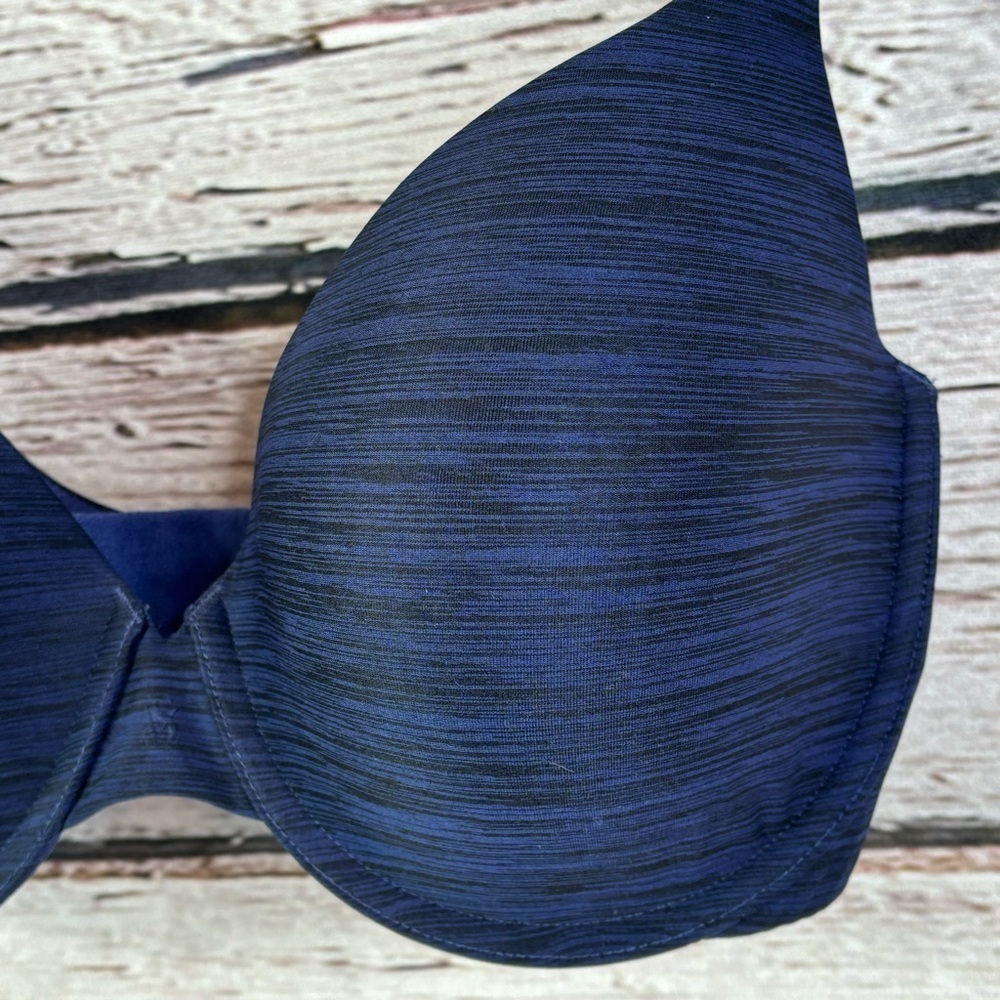 Victoria’s Secret Uplift Semi Demi Bra Size 34DDD Dark Blue Heather Underwire - Picture 4 of 13